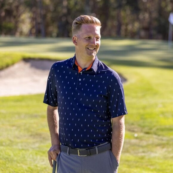 KJUS Navy Men's Golfer Polo in Atlanta Blue/White size 48 S - Picture 2 of 15